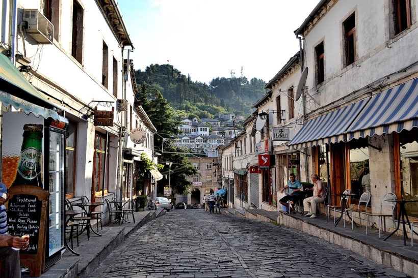 Gjirokaster cobbled street